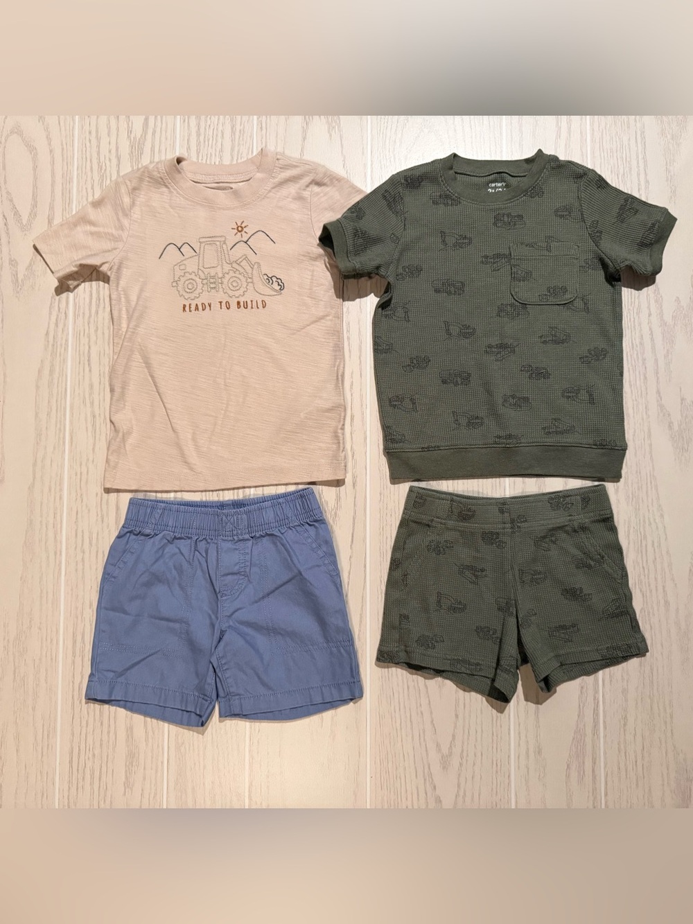 Carter’s Toddler Boys 2T Construction Truck Outfit Set 4 Piece Bundle